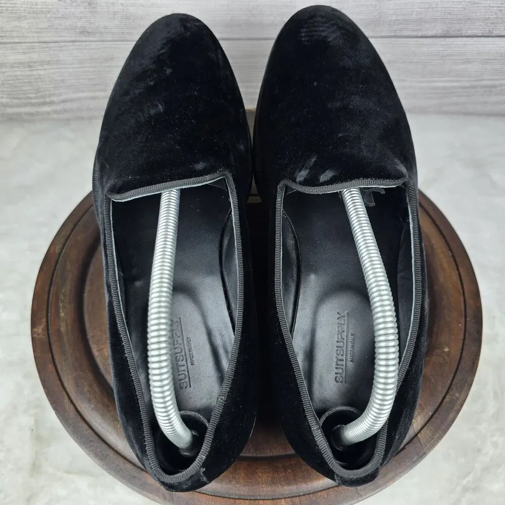 SUITSUPPLY Mens Velour Black Formal Preppy Loafer Shoe Size 41 Made In Italy